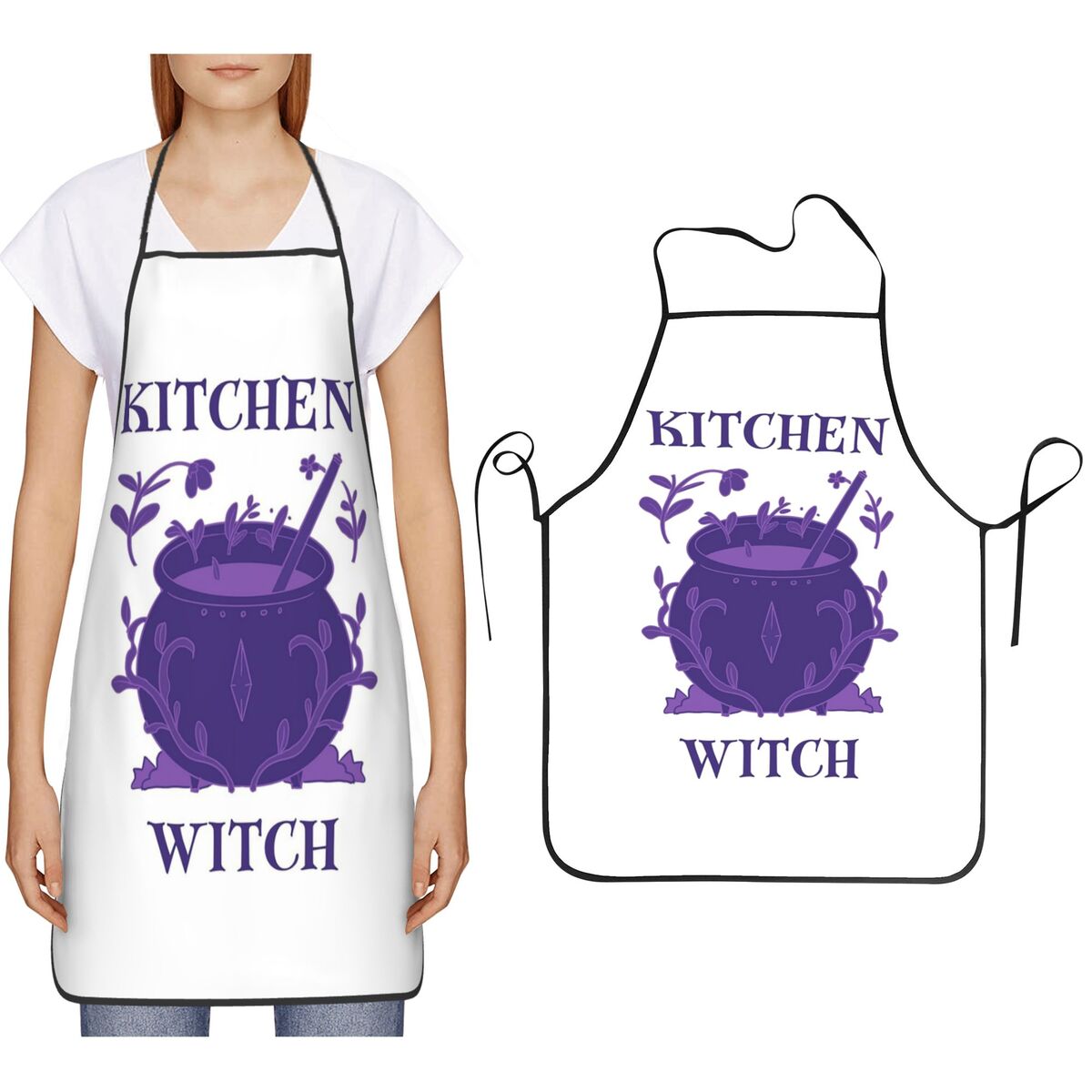 Kitchen Witch Baking - Keukenheks Paarse Ketel Schorten Chef-kok Koken