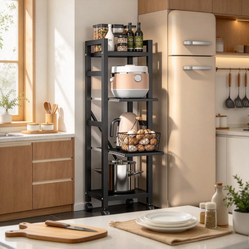 Kitchen Baking Cart - Uittrekbare keukenrek, vloerrek voor potten, meerlaags